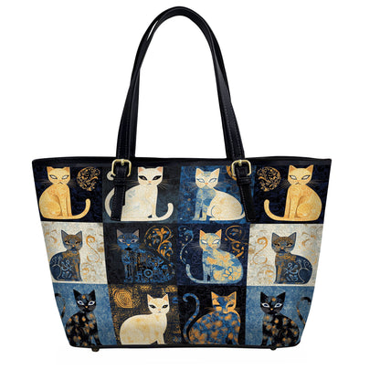 Lorva Leather Tote Bag Moonlight Cats