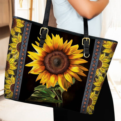 Lorva Sunflower Leather Tote Bag Faith Hope