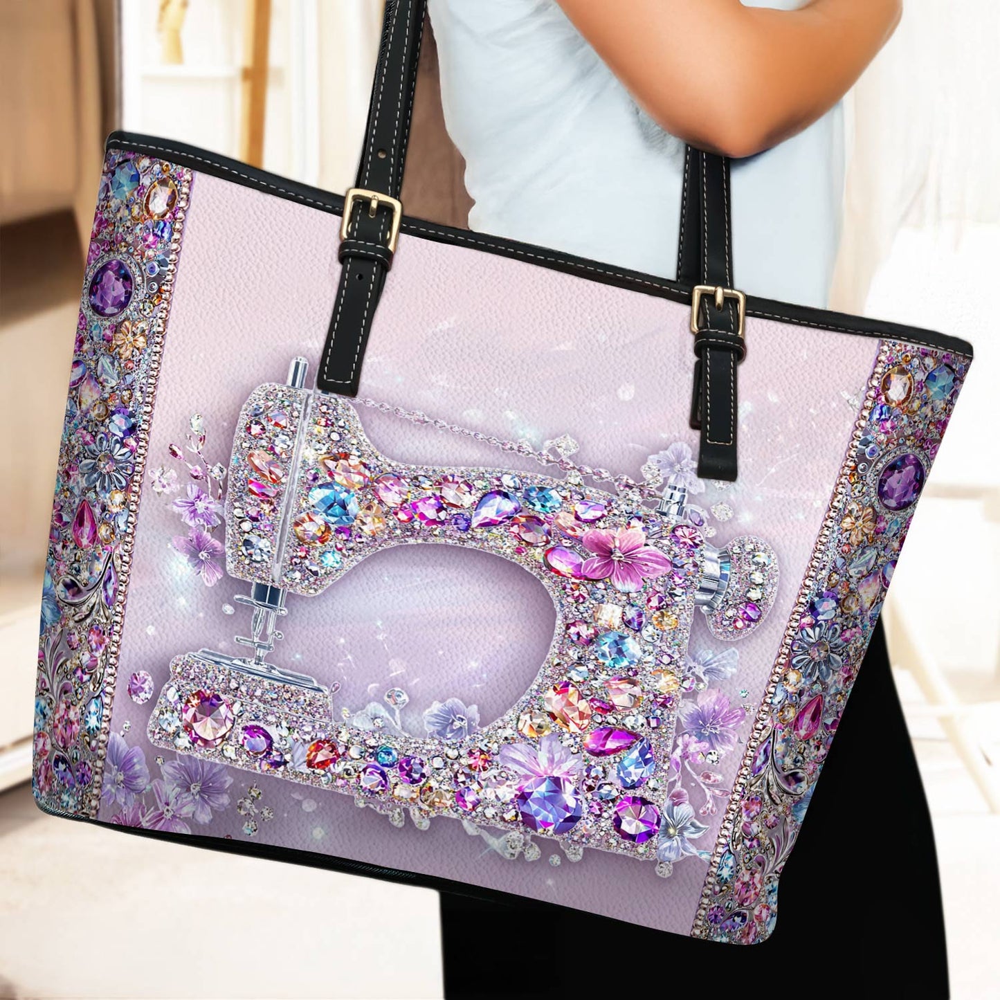 Lorva Leather Tote Bag Gentle Sewing Machine
