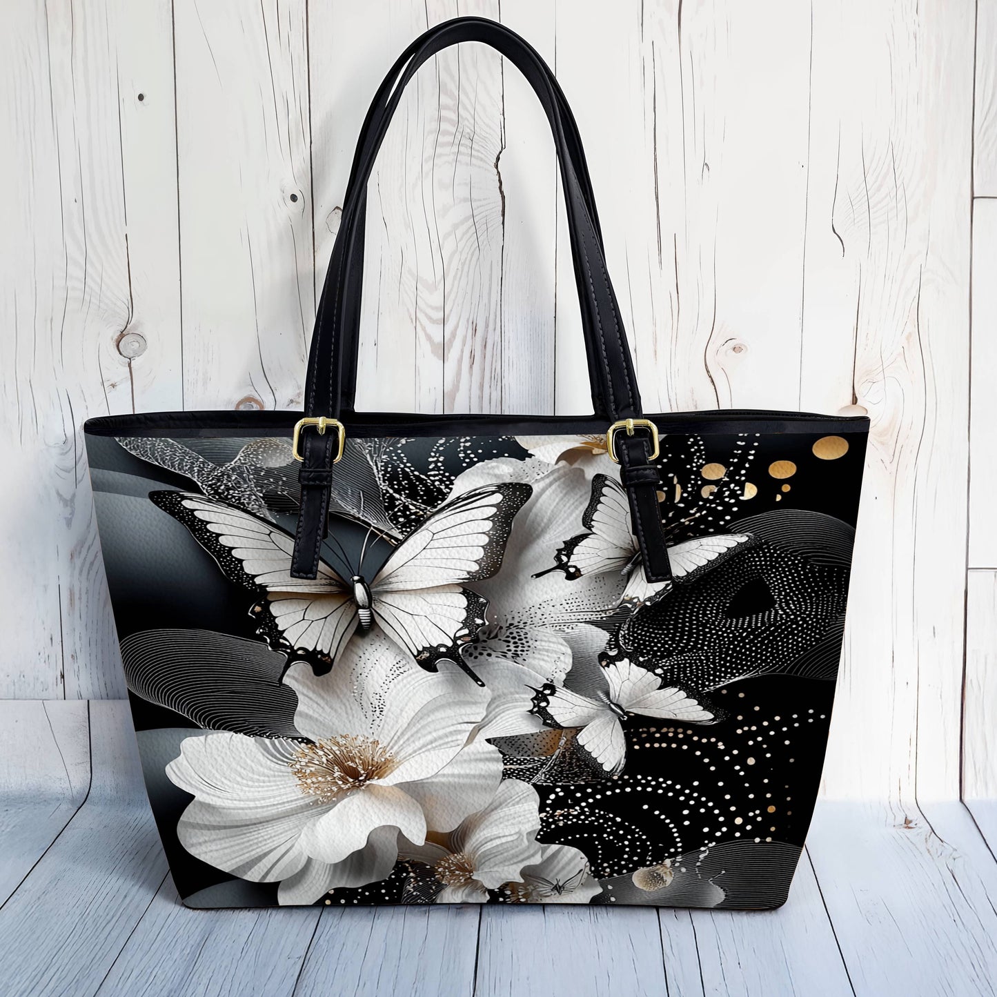 Lorva Butterfly Leather Tote Bag Midnight Flutter