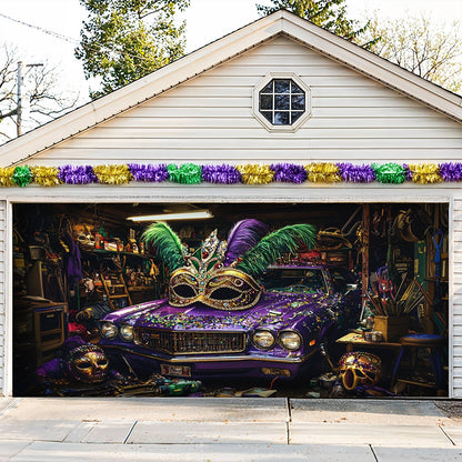 Lorva Garage Door Banner Decoration Mardi Gras Garage