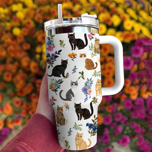 Lorva Tumbler Cute Floral Kitten