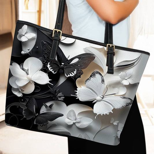 Lorva Butterfly Leather Tote Bag Monochrome Mirage