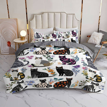 Lorva All Season Quilt 3-Piece Set Enchanted Cat Garden