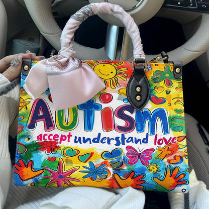 Lorva Leather Bag Colorful Autism Awareness