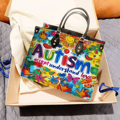 Lorva Leather Bag Colorful Autism Awareness