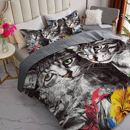 Lorva Cat All Season Quilt 3-Piece Set Everlasting Love