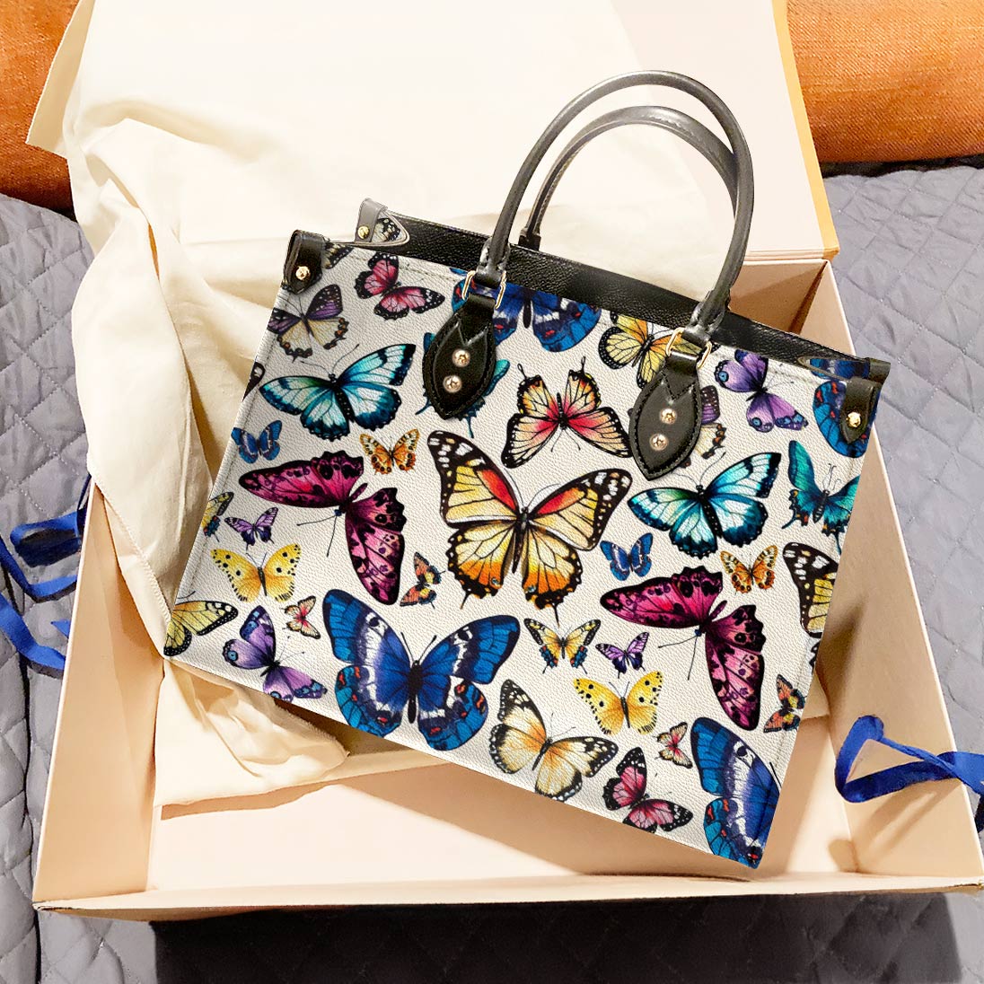 Lorva Leather Bag Colorful Butterflies
