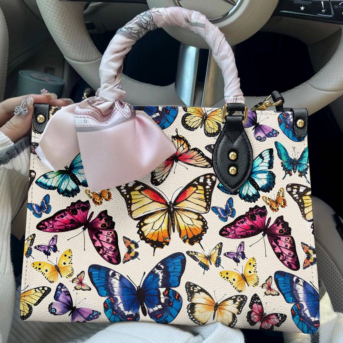 Lorva Leather Bag Colorful Butterflies