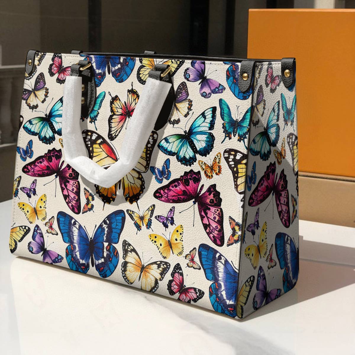 Lorva Leather Bag Colorful Butterflies