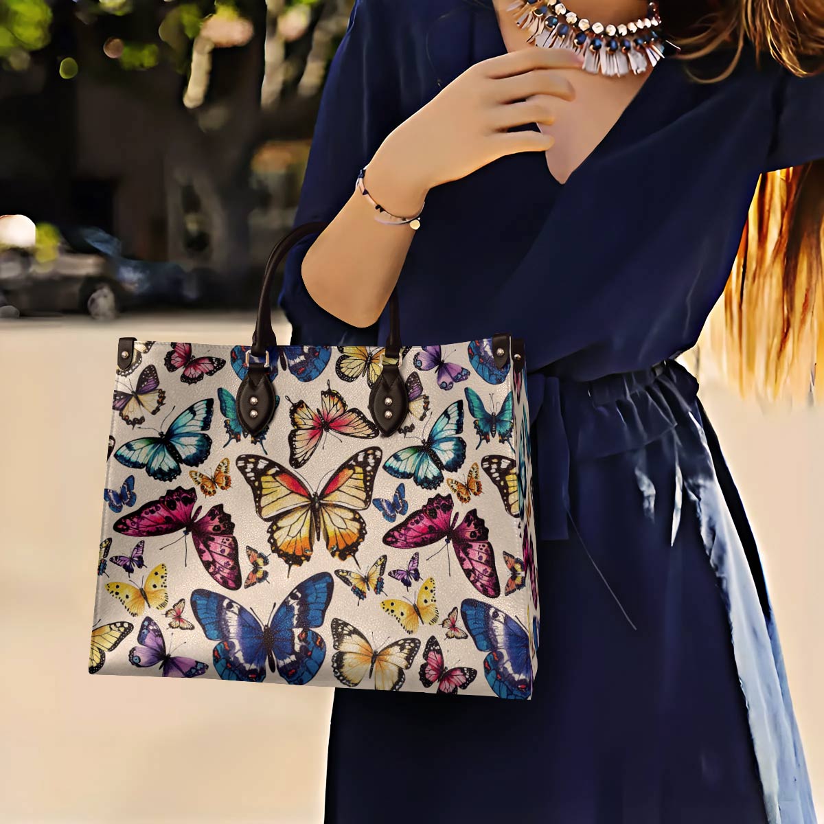 Lorva Leather Bag Colorful Butterflies