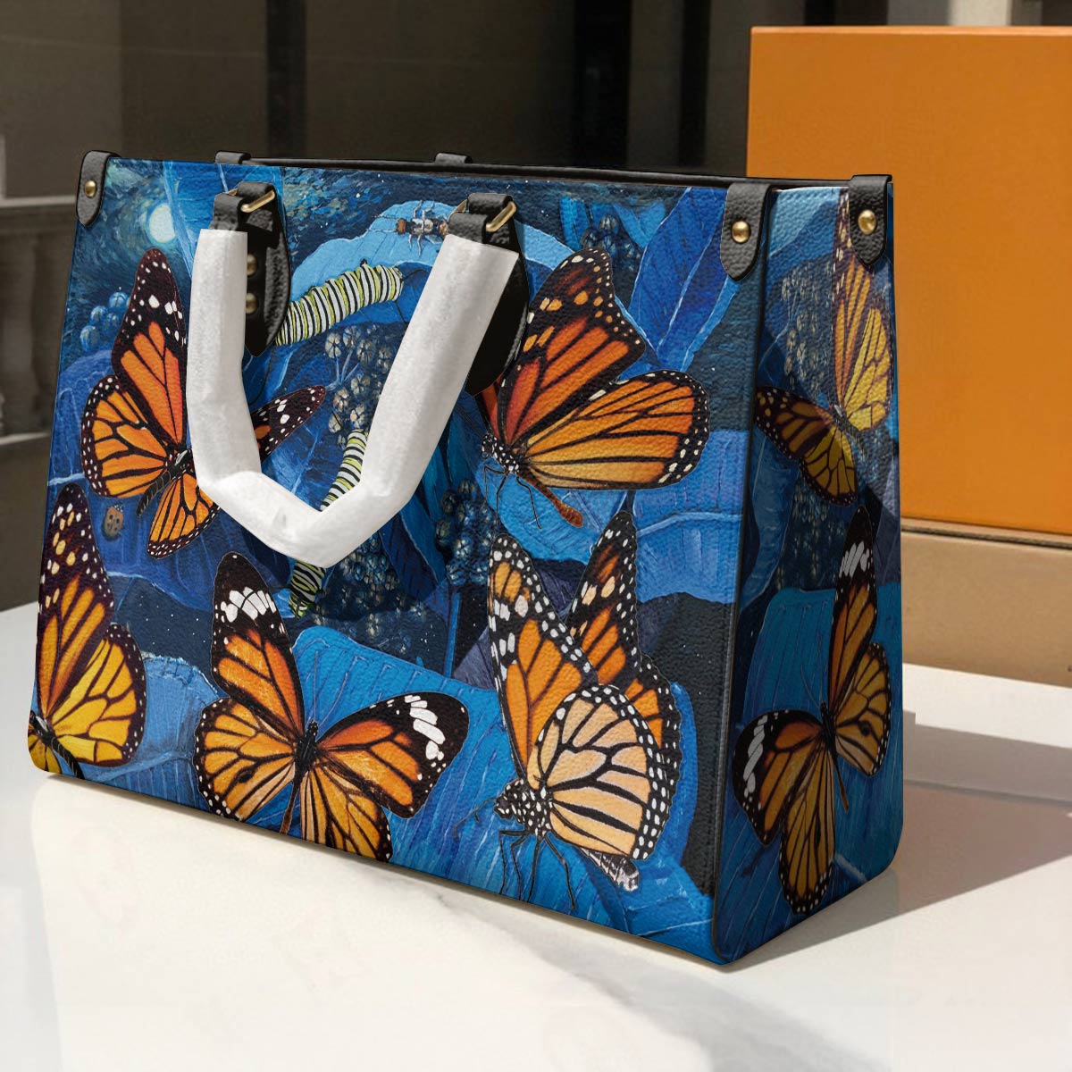 Lorva Leather Bag Monarch And Milkweed At The Night