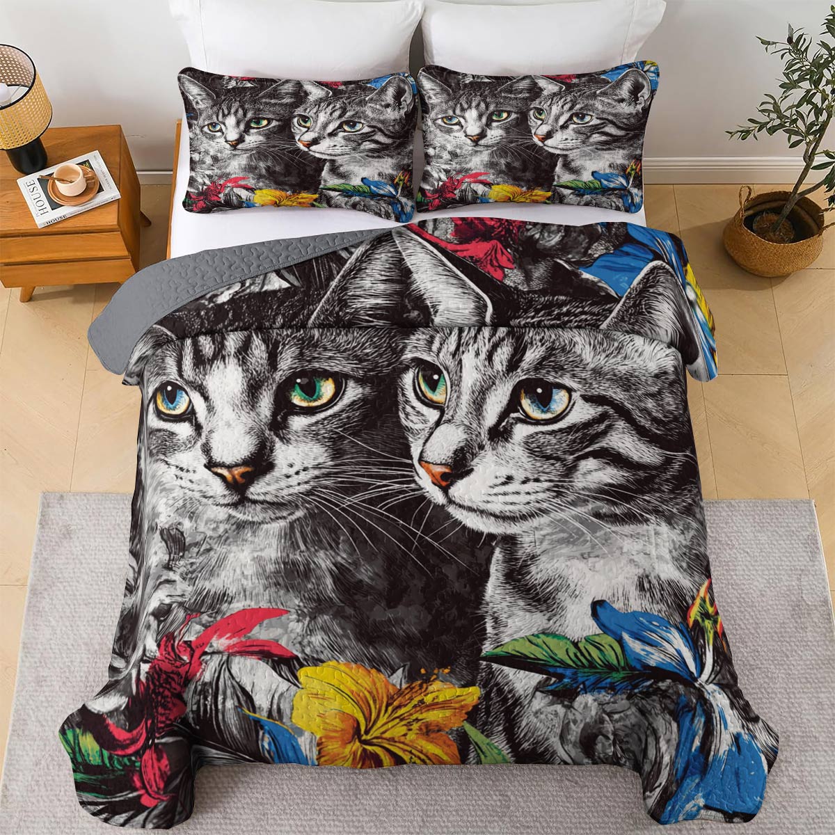 Lorva Cat All Season Quilt 3-Piece Set Everlasting Love