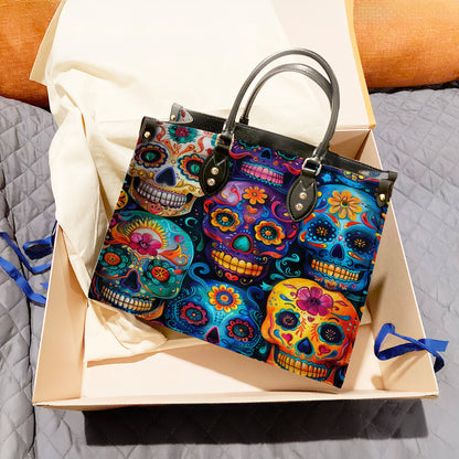 Lorva Leather Bag Colorful Sugar Skull