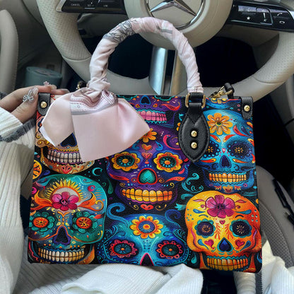 Lorva Leather Bag Colorful Sugar Skull