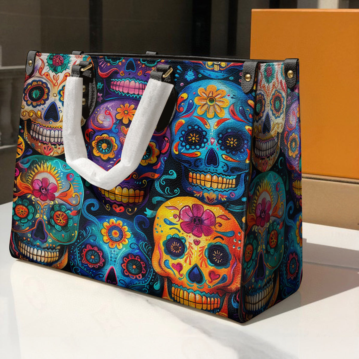 Lorva Leather Bag Colorful Sugar Skull