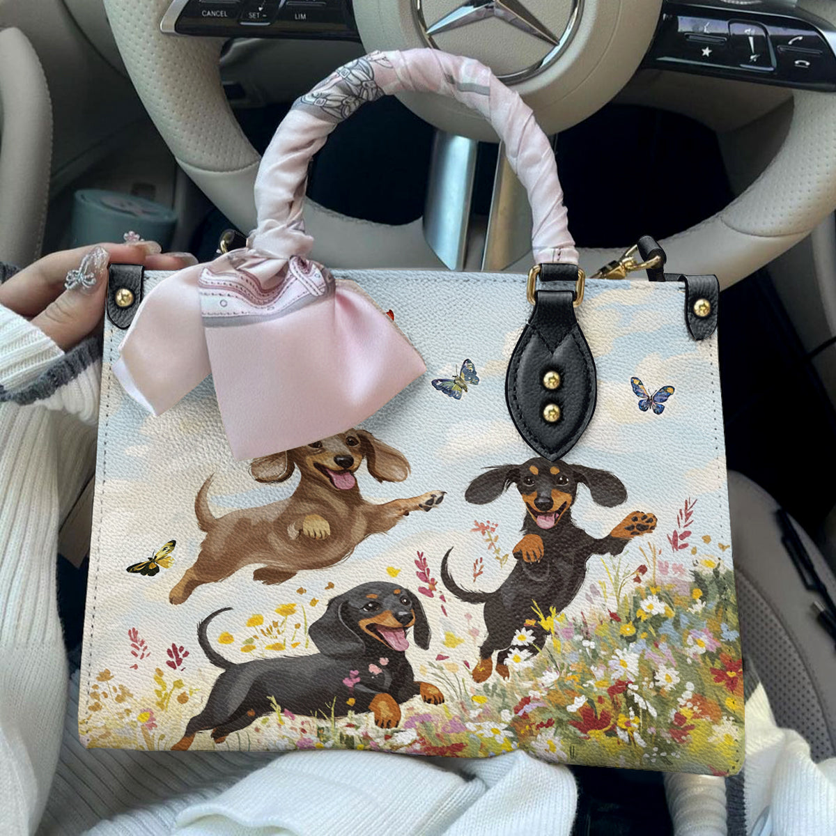 Lorva Leather Bag Happy Dachshunds