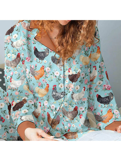 Lorva Chicken Classic Pajama Set Flora & Fowl