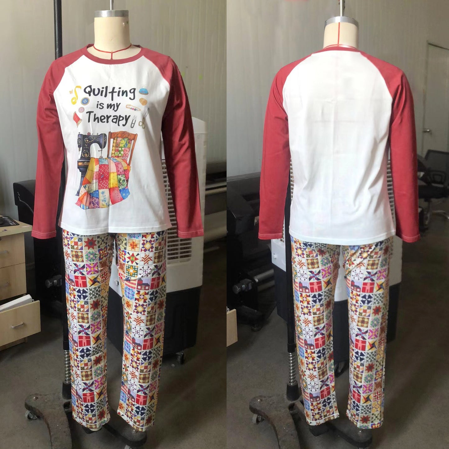 Lorva Raglan Lounge Pajamas Quilting Is My Therapy