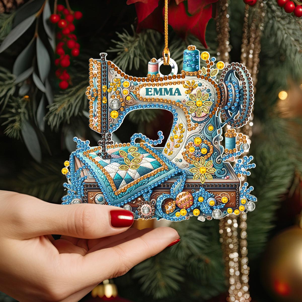 Lorva Sewing Personalized 2D Acrylic Ornament Stitch & Sparkle