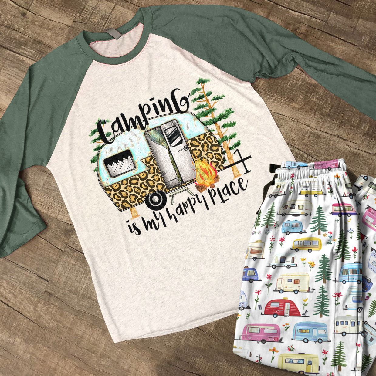 Lorva Raglan Lounge Pajamas Camping Is My Happy Place
