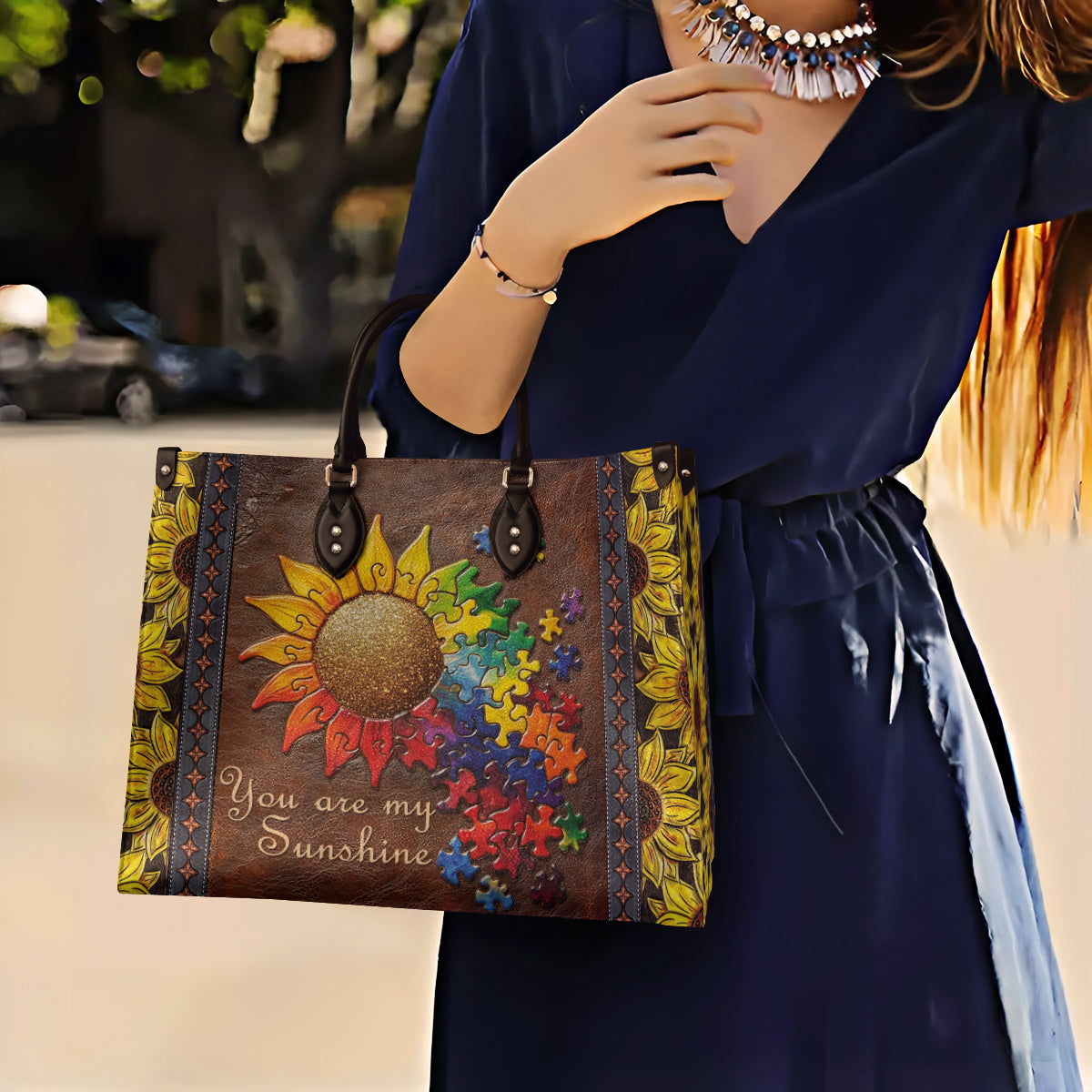 Lorva Leather Bag Autism You Are My Sunshine