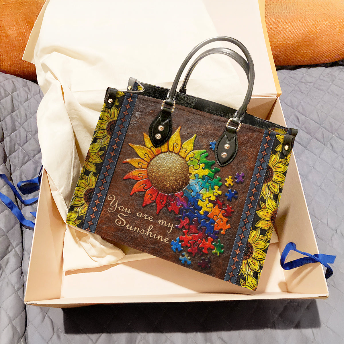 Lorva Leather Bag Autism You Are My Sunshine