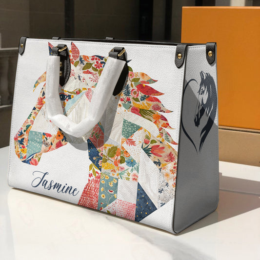 Lorva Personalized Horse Leather Bag Charming Floral Horse