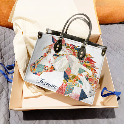 Lorva Personalized Horse Leather Bag Charming Floral Horse