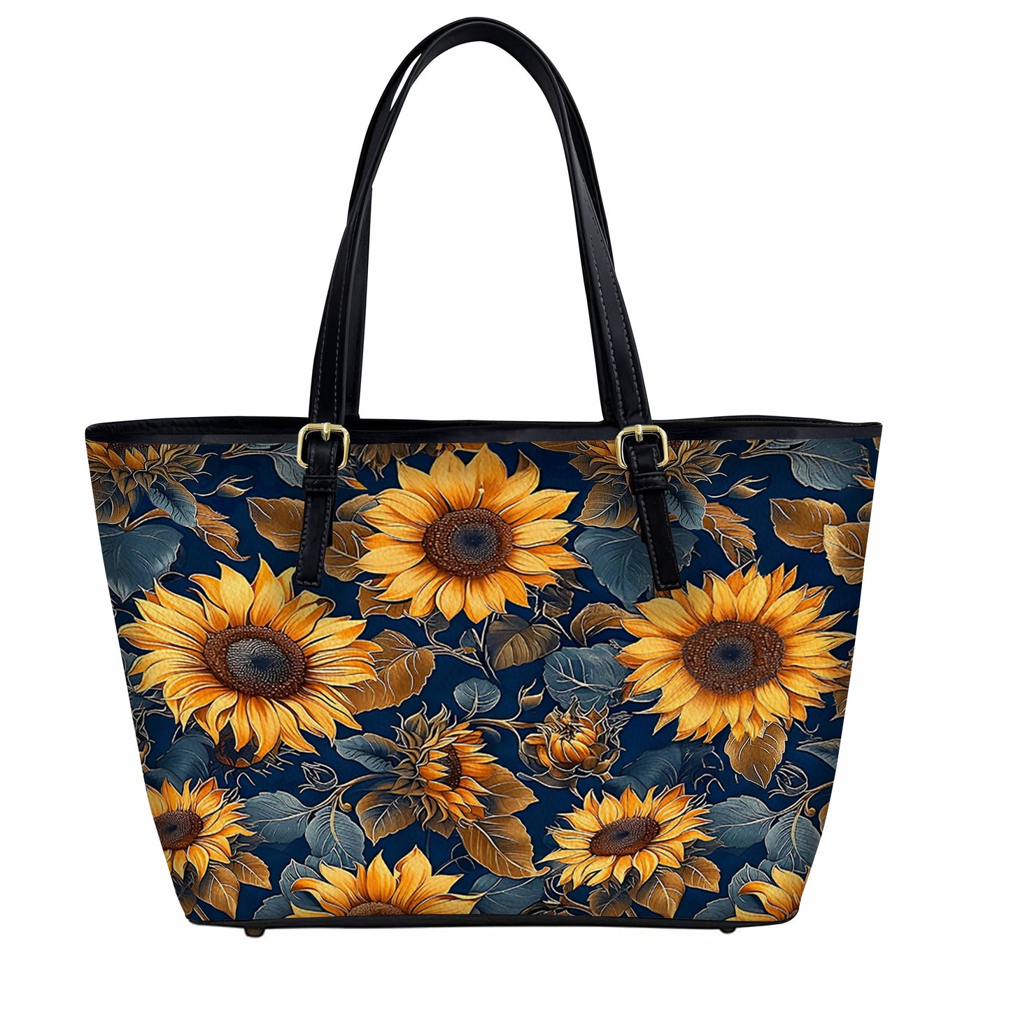 Lorva Leather Tote Bag Rustic Sunflower