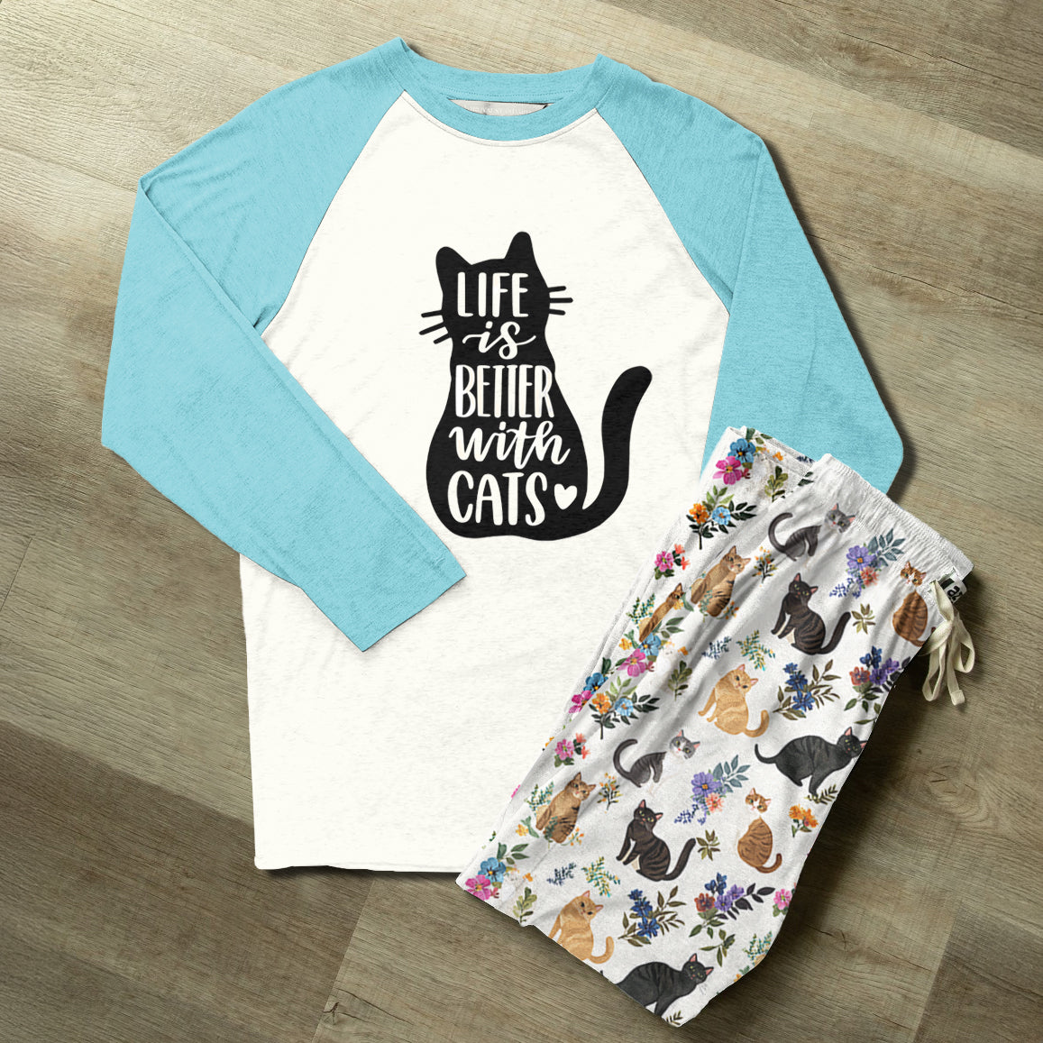 Lorva Raglan Lounge Pajamas Life Is Better With Cats