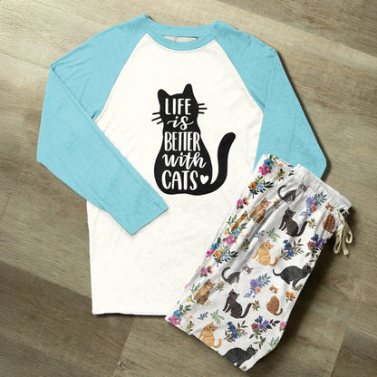 Lorva Raglan Lounge Pajamas Life Is Better With Cats