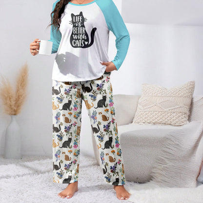 Lorva Raglan Lounge Pajamas Life Is Better With Cats