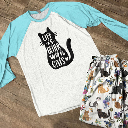 Lorva Raglan Lounge Pajamas Life Is Better With Cats