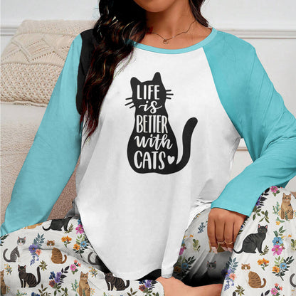 Lorva Raglan Lounge Pajamas Life Is Better With Cats