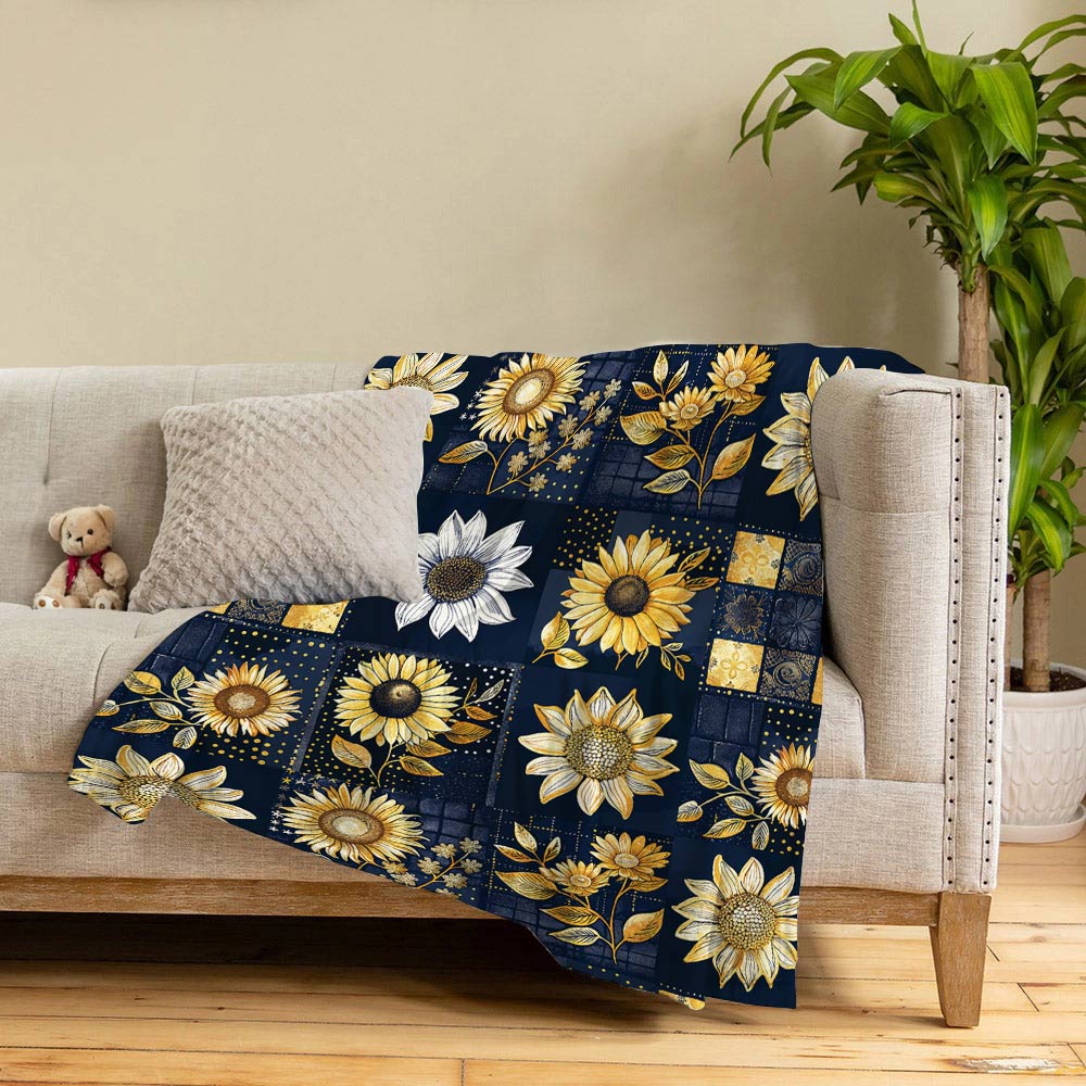 Lorva Fleece Blanket Classical Sunflowers