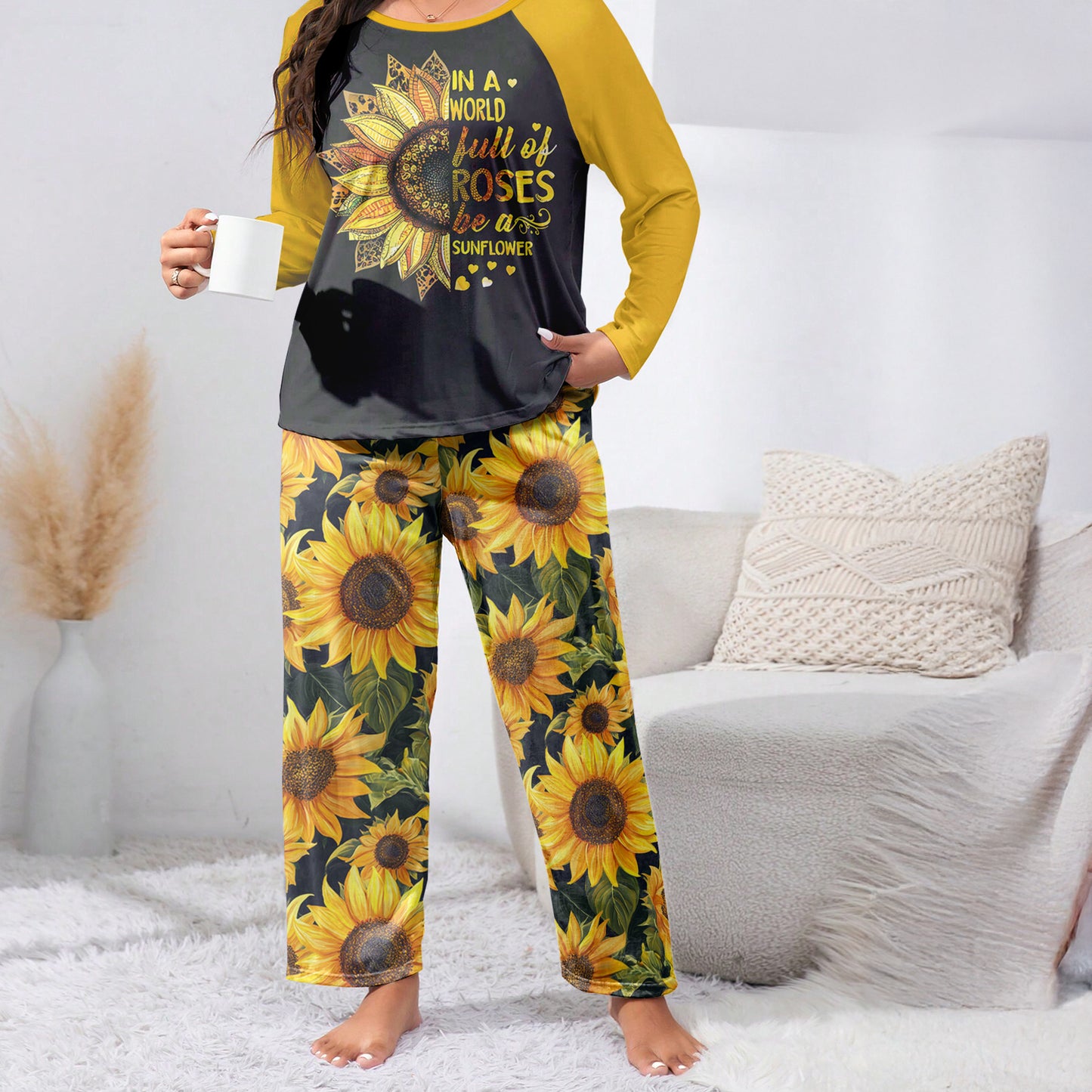 Lorva Raglan Lounge Pajamas Be A Sunflower