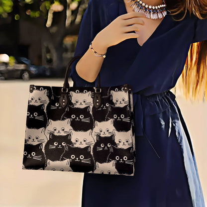 Lorva Leather Bag Cute Fat Cats