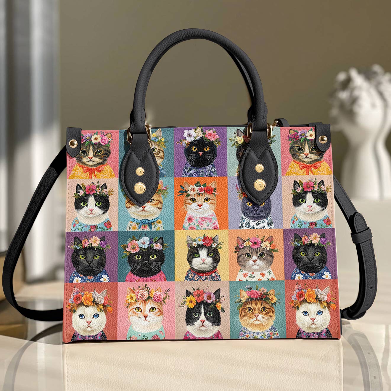Lorva Leather Bag Feline Blooms