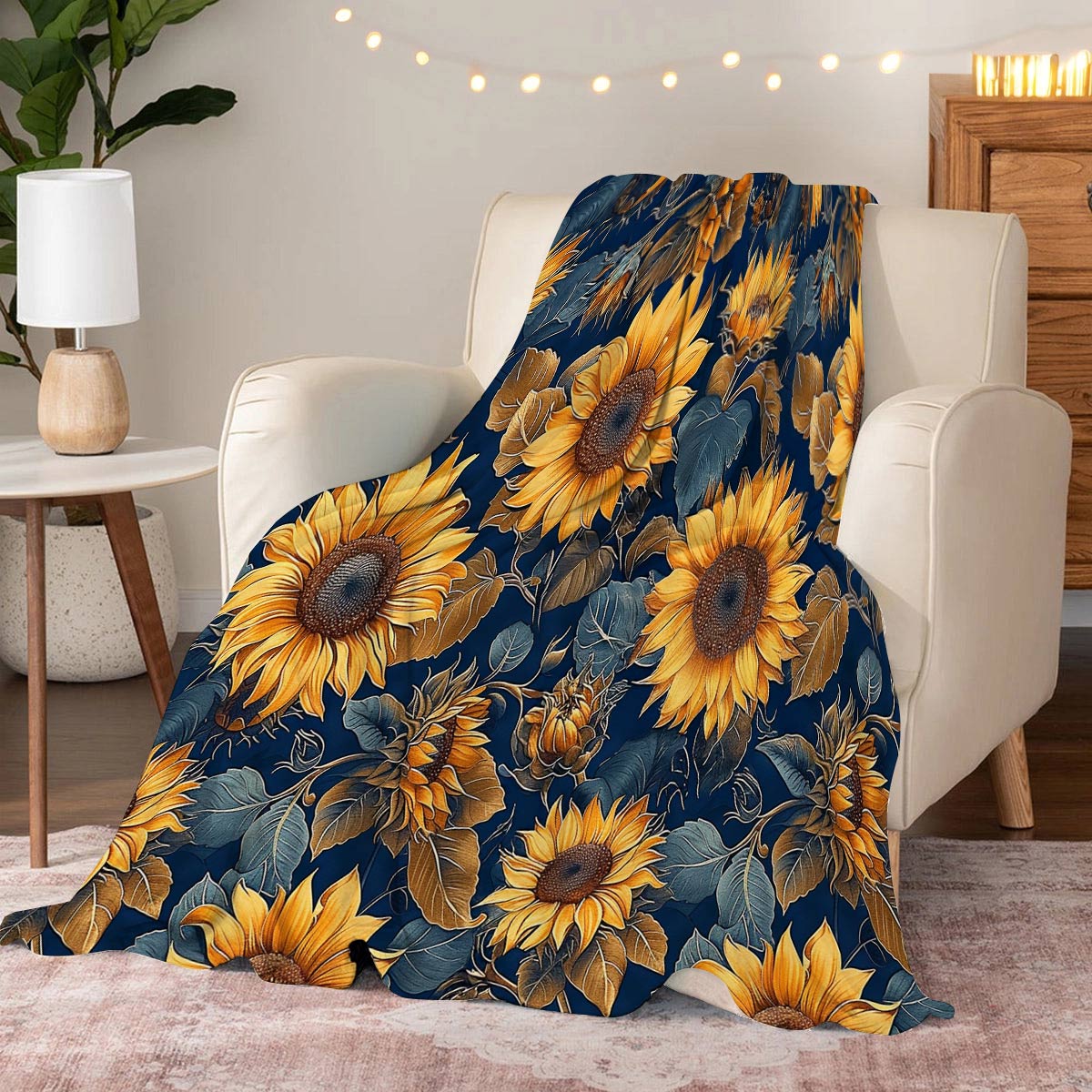 Lorva Fleece Blanket Rustic Sunflower