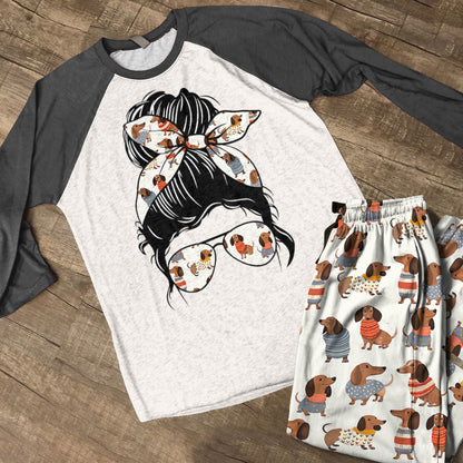 Lorva Raglan Lounge Pajamas Dachshund Mom