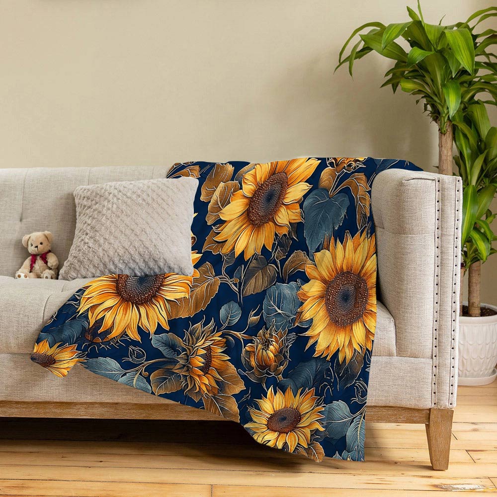 Lorva Fleece Blanket Rustic Sunflower