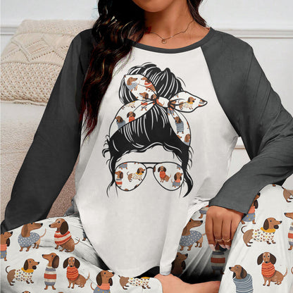 Lorva Raglan Lounge Pajamas Dachshund Mom