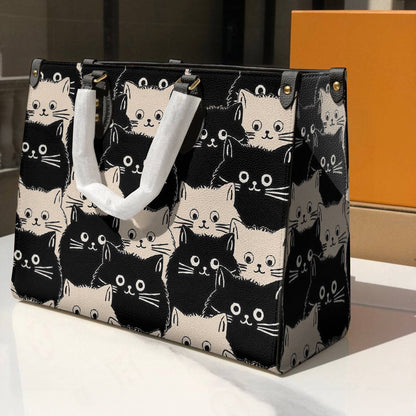 Lorva Leather Bag Cute Fat Cats