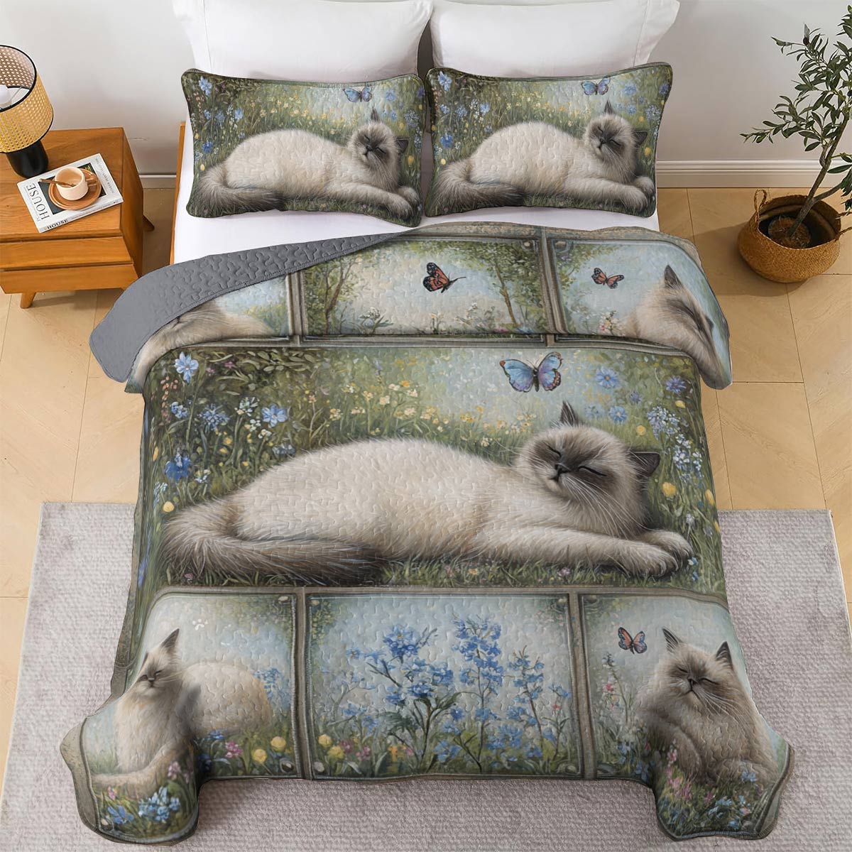 Lorva All Season Quilt 3-Piece Set Ragdoll Meadow Dreams