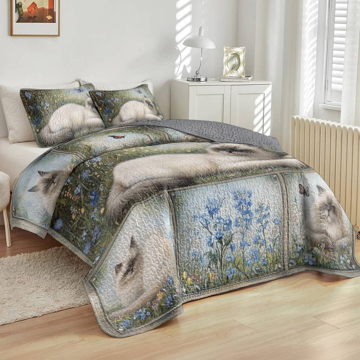 Lorva All Season Quilt 3-Piece Set Ragdoll Meadow Dreams