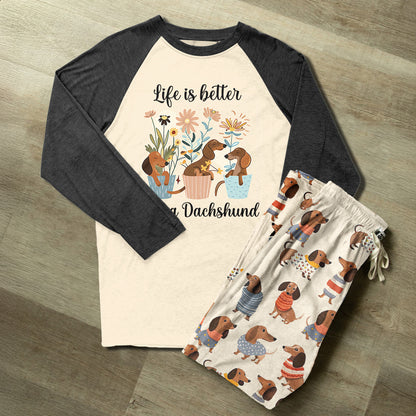 Lorva Raglan Lounge Pajamas Life Is Better With A Dachshund