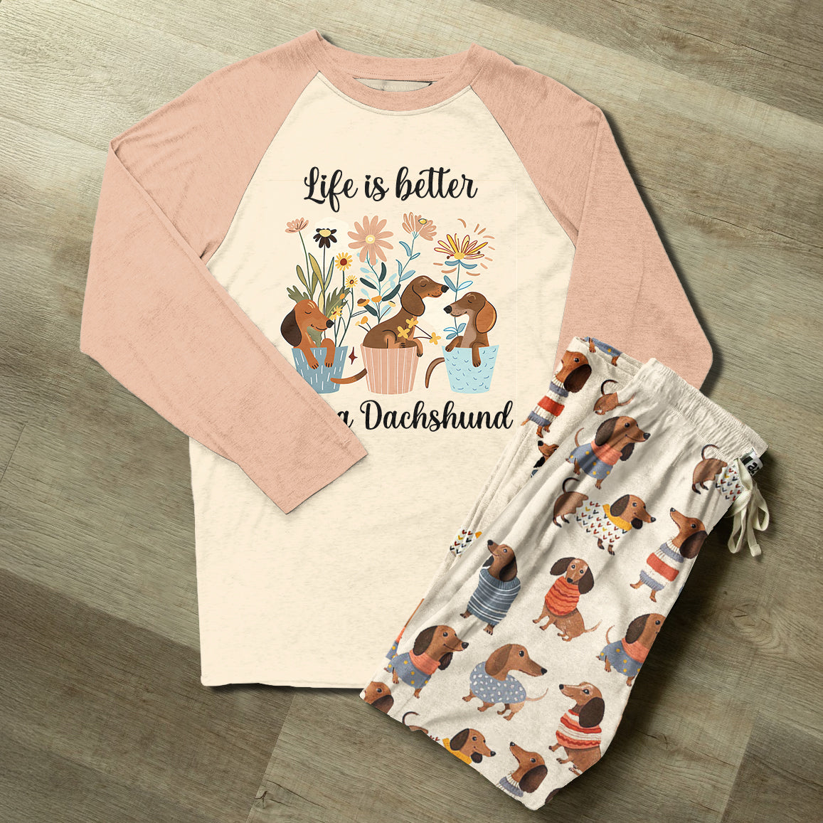 Lorva Raglan Lounge Pajamas Life Is Better With A Dachshund