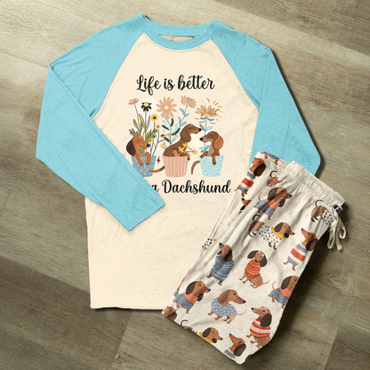Lorva Raglan Lounge Pajamas Life Is Better With A Dachshund