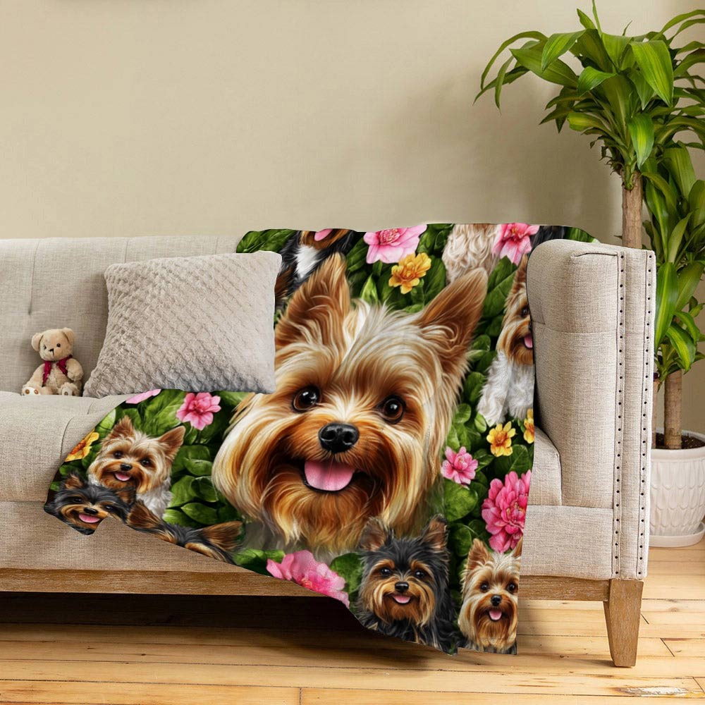 Lorva Fleece Blanket Happy Yorkie